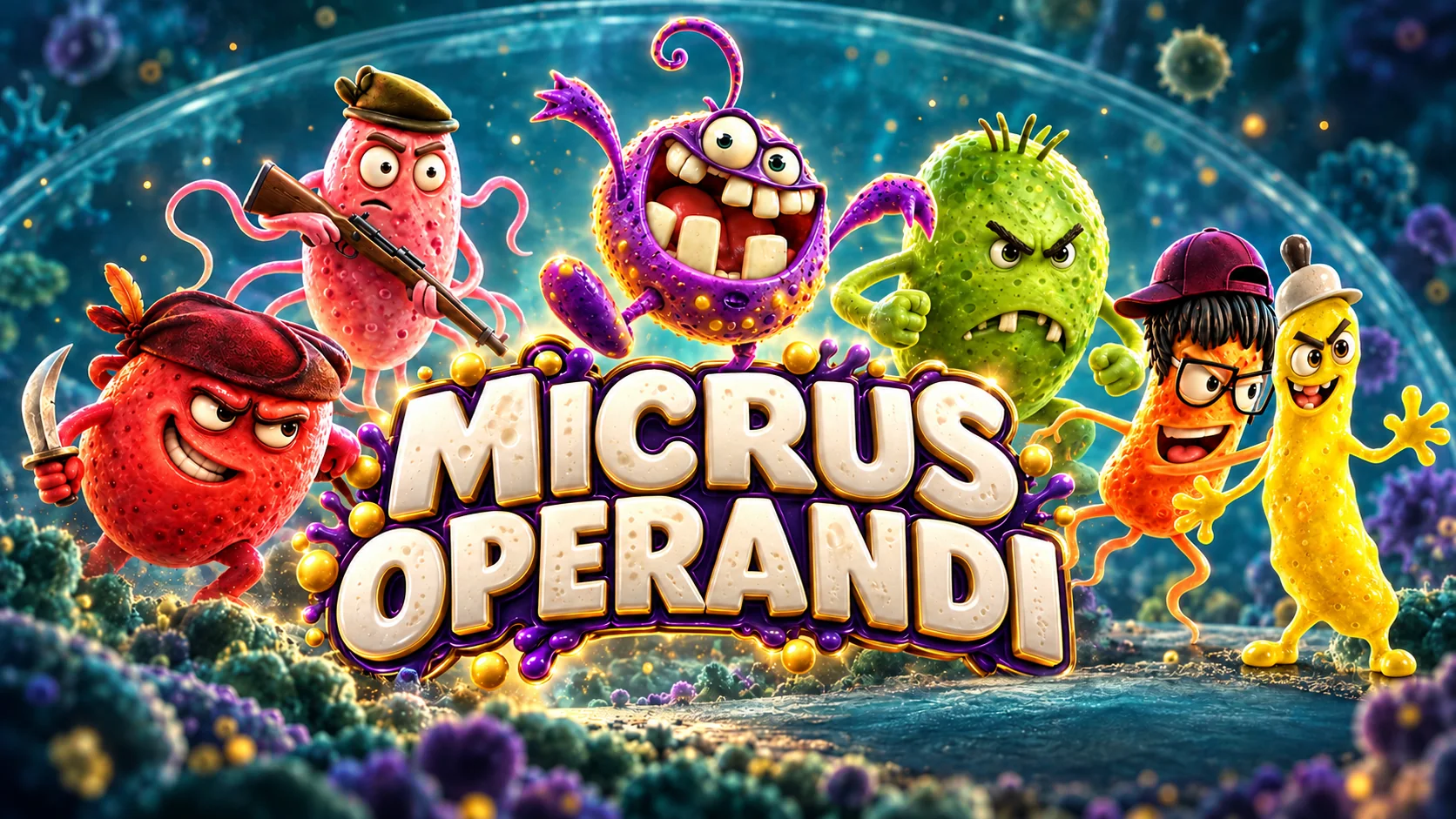 Micrus Operandi: las bacterias del juego alrededor del logo